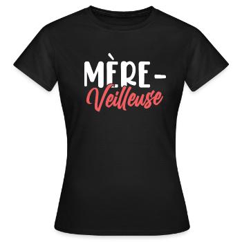 mère-veilleuse cadeau anniversaire fête des mères - T-shirt Femme - noir - Devant - AI Model Female 172 dark (172cm)