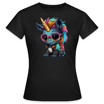 Conception de licorne Punker - T-shirt Femme - noir - Devant - AI Model Female 172 dark (172cm)