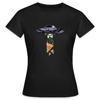 Enlèvement de Pizza Alien Ufo - T-shirt Femme - noir - Devant - AI Model Female 172 dark (172cm)