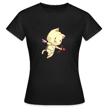 Cupidon Chat Cupidon Kitten Romantique Mignon - T-shirt Femme - noir - Devant - AI Model Female 172 dark (172cm)