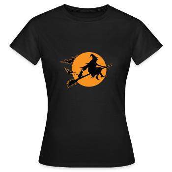 Hexe Hexenbesen Halloween - Frauen T-Shirt - Schwarz - Vorne - AI Model Female 172 dark (172cm)