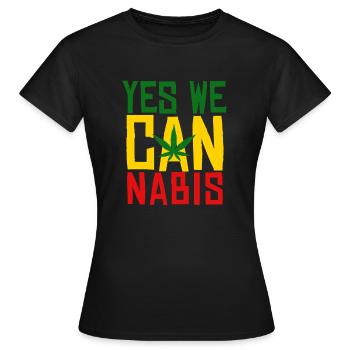Yes We Cannabis Marijuana Gras jeu de mots 4:20 - T-shirt Femme - noir - Devant - AI Model Female 172 dark (172cm)