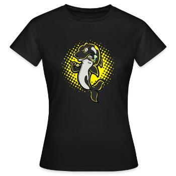 Lustiger Vaping Kiffer Orca Wal Joint Raucher - Frauen T-Shirt - Schwarz - Vorne - AI Model Female 172 dark (172cm)
