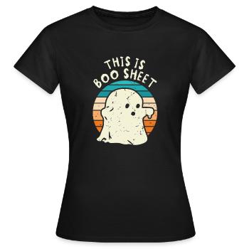 This is Boo Sheet - Women's T-Shirt - black - Front - AI Model Female 172 dark (172cm)