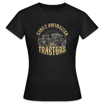 Tracteur disant - T-shirt Femme - noir - Devant - AI Model Female 172 dark (172cm)