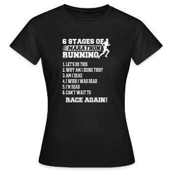 6 phases du marathon 42,2 km - T-shirt Femme - noir - Devant - AI Model Female 172 dark (172cm)