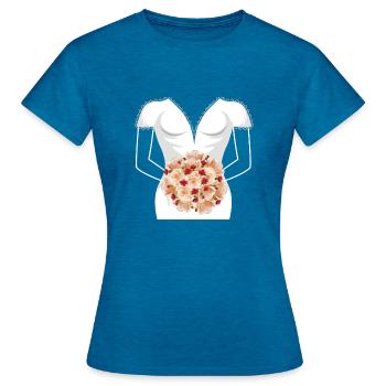 Brautkleid Brautparty Design für die Braut - Frauen T-Shirt - Antikblaues Saphir meliert - Vorne - AI Model Female 172 dark (172cm)