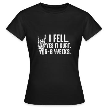 Gebrochener Arm Spruch - Fraktur Gipsarm - Frauen T-Shirt - Schwarz - Vorne - AI Model Female 172 dark (172cm)