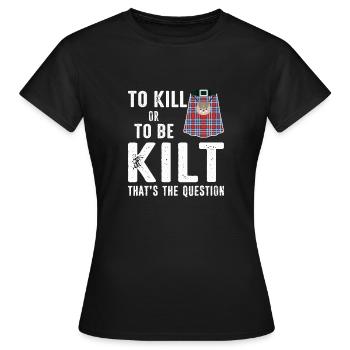 Costume de kilt écossais Saying - Jupe écossaise - T-shirt Femme - noir - Devant - AI Model Female 172 dark (172cm)