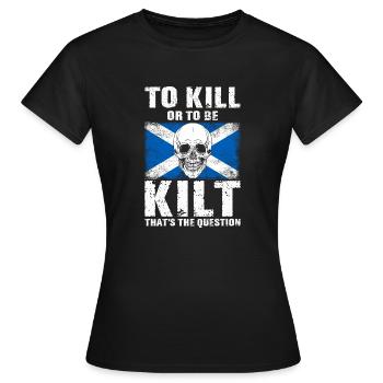 Costume de kilt écossais Saying - Jupe écossaise - T-shirt Femme - noir - Devant - AI Model Female 172 dark (172cm)