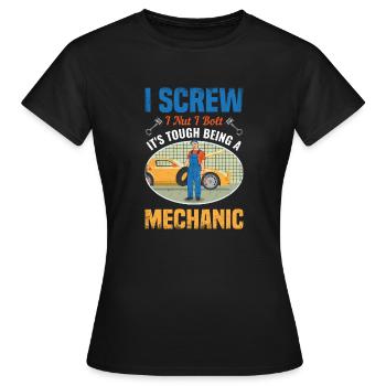 I Screw I Nut I Bolt Mechaniker Reparaturwerkzeug - Frauen T-Shirt - Schwarz - Vorne - AI Model Female 172 dark (172cm)