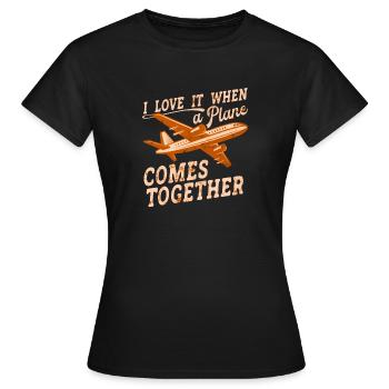 Capitaine pilote de ligne Jumbo Jet - T-shirt Femme - noir - Devant - AI Model Female 172 dark (172cm)
