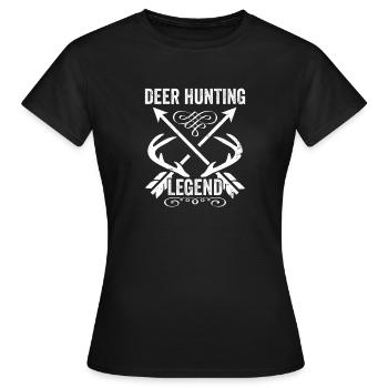 Deer Hunting Legend Red Hunting Deer Antlers - Women's T-Shirt - black - Front - AI Model Female 172 dark (172cm)