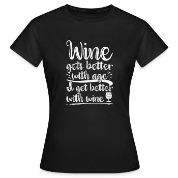 Le vin s’améliore avec l’âge Toast au vin - T-shirt Femme - noir - Devant - AI Model Female 172 dark (172cm)