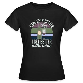 Le vin s’améliore avec l’âge Toast au vin - T-shirt Femme - noir - Devant - AI Model Female 172 dark (172cm)