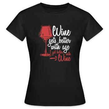 Le vin s’améliore avec l’âge Toast au vin - T-shirt Femme - noir - Devant - AI Model Female 172 dark (172cm)
