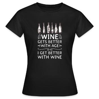 Le vin s’améliore avec l’âge Toast au vin - T-shirt Femme - noir - Devant - AI Model Female 172 dark (172cm)