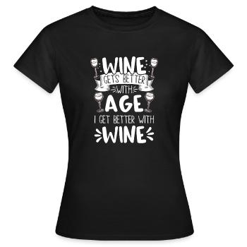 Le vin s’améliore avec l’âge Toast au vin - T-shirt Femme - noir - Devant - AI Model Female 172 dark (172cm)