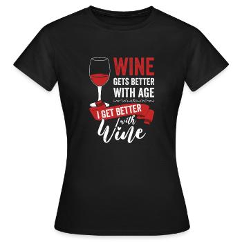 Le vin s’améliore avec l’âge Toast au vin - T-shirt Femme - noir - Devant - AI Model Female 172 dark (172cm)