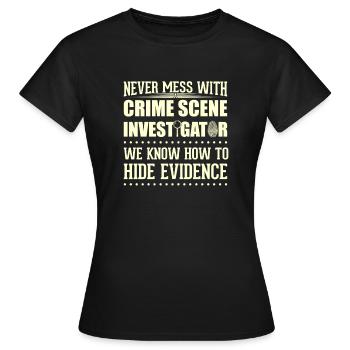Crime Scene Crime Laboratory Crime Scene Investigator - Women's T-Shirt - black - Front - AI Model Female 172 dark (172cm)