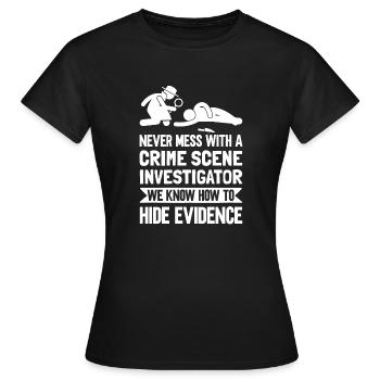 Crime Scene Crime Laboratory Crime Scene Investigator - Women's T-Shirt - black - Front - AI Model Female 172 dark (172cm)