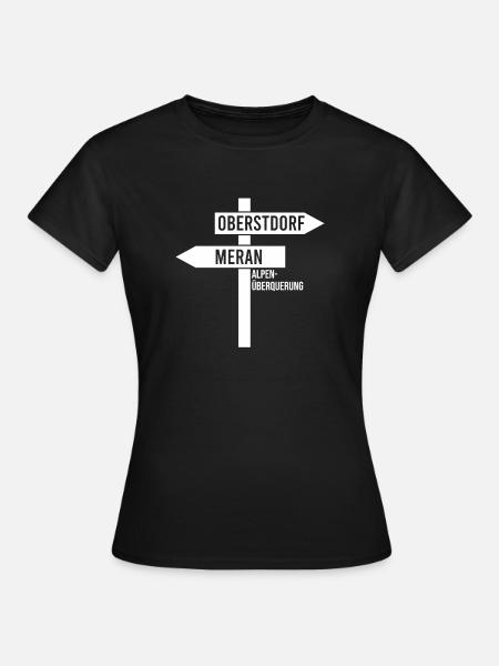 Alpenüberquerung Oberstdorf Meran E5 Fernwanderweg - Frauen T-Shirt - Schwarz