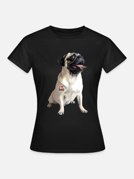 Pug Dad Papa - Frauen T-Shirt - Schwarz