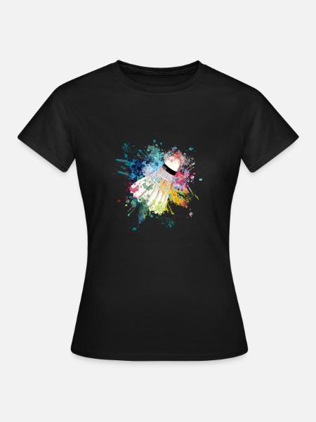 Wasserfabe Farbexplosion Splash Design Federball - Frauen T-Shirt - Schwarz