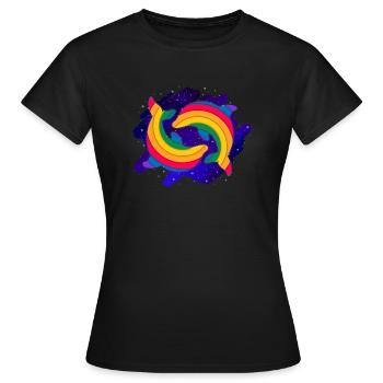 Dauphins arc-en-ciel (ciel) - T-shirt Femme - noir - Devant - AI Model Female 172 dark (172cm)