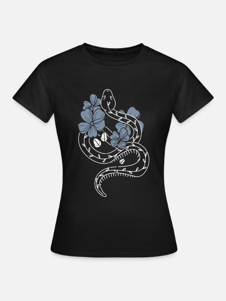 Snake Flower Snake Tattoo Bstyled Mode décontractée - Dame-T-shirt - sort