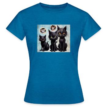 Von Katzen und Mäusen - Frauen T-Shirt - Antikblaues Saphir meliert - Vorne - AI Model Female 172 dark (172cm)