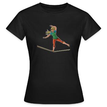 Female slackliner - slackline lover - Women's T-Shirt - black - Front - AI Model Female 172 dark (172cm)