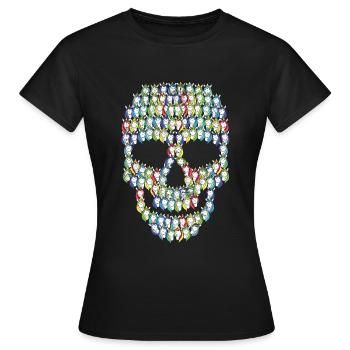 Totenkopf Einhörner | Fabelwesen Regenbogen Kopf - Frauen T-Shirt - Schwarz - Vorne - AI Model Female 172 dark (172cm)