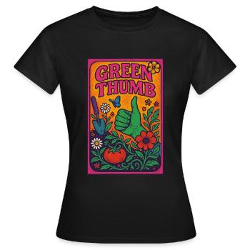 Affiche de jardin Green Thumb Retro - T-shirt Femme - noir - Devant - AI Model Female 172 dark (172cm)