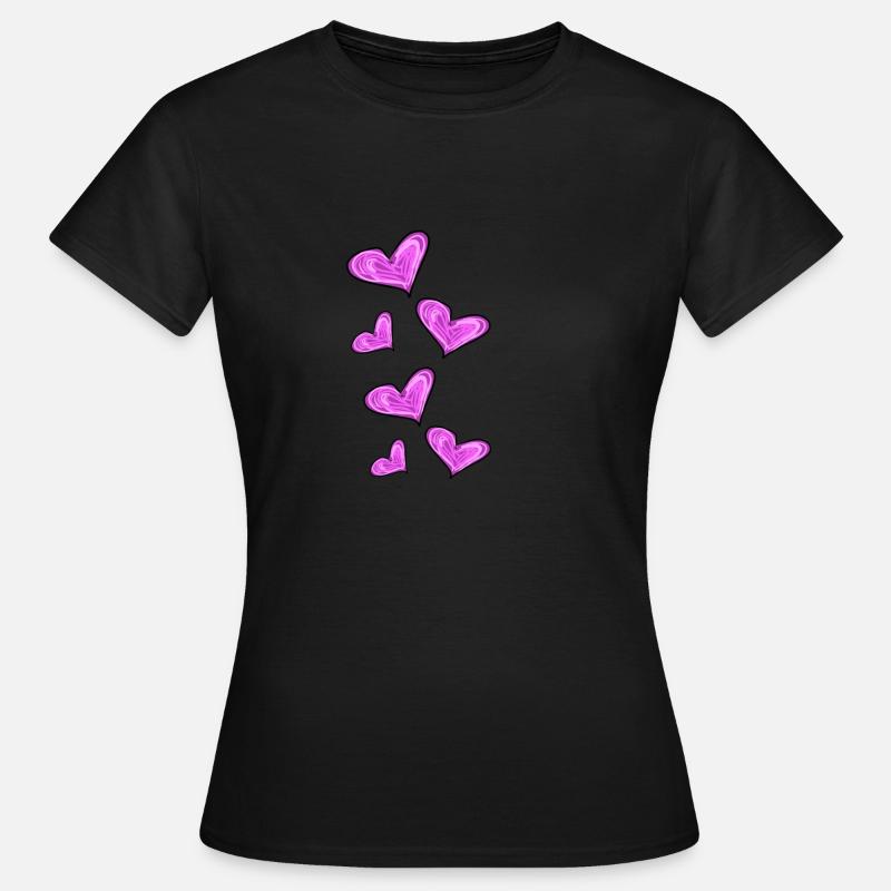 pink hearts - Women's T-Shirt - black