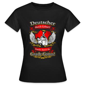 Stolzer Franke – Tradition und Herkunft - Frauen T-Shirt - Schwarz - Vorne - AI Model Female 172 dark (172cm)