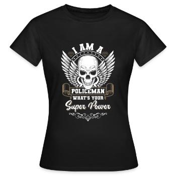 Cop Handcuffs - Women's T-Shirt - black - Front - AI Model Female 172 dark (172cm)