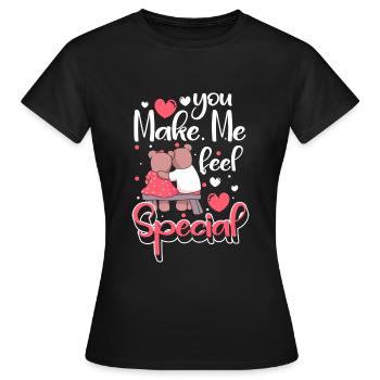 Romantic Couple Romance Affection - Women's T-Shirt - black - Front - AI Model Female 172 dark (172cm)