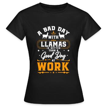 Lama bête de somme fourrure Andes - T-shirt Femme - noir - Devant - AI Model Female 172 dark (172cm)
