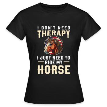 Horse Ride Riding Riding Stallion - Women's T-Shirt - black - Front - AI Model Female 172 dark (172cm)