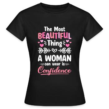 Frau Feminin Emanzipation Feier - Frauen T-Shirt - Schwarz - Vorne - AI Model Female 172 dark (172cm)