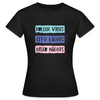 Rollerskater Party Retro Feels Of Disco Night Gift - Women's T-Shirt - black - Front - AI Model Female 172 dark (172cm)