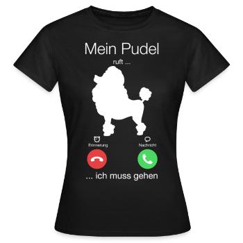 Geschenk Anruf Pudel ruft - Frauen T-Shirt - Schwarz - Vorne - AI Model Female 172 dark (172cm)