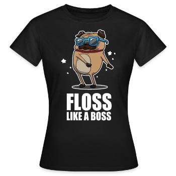 Floss Like A Boss Dance Pug Mops Design - Frauen T-Shirt - Schwarz - Vorne - AI Model Female 172 dark (172cm)
