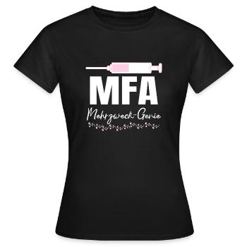 Assistant médical polyvalent Genius MFA - T-shirt Femme - noir - Devant - AI Model Female 172 dark (172cm)