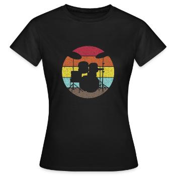 Drums Schlagzeug Vintage distressed - Frauen T-Shirt - Schwarz - Vorne - AI Model Female 172 dark (172cm)