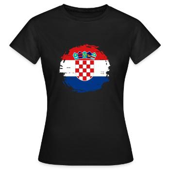 Kroatien Flagge Adria Zagreb Kroatische Fahne - Frauen T-Shirt - Schwarz - Vorne - AI Model Female 172 dark (172cm)