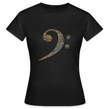 Bassschlüssel, Bass Clef distressed - Frauen T-Shirt - Schwarz - Vorne - AI Model Female 172 dark (172cm)
