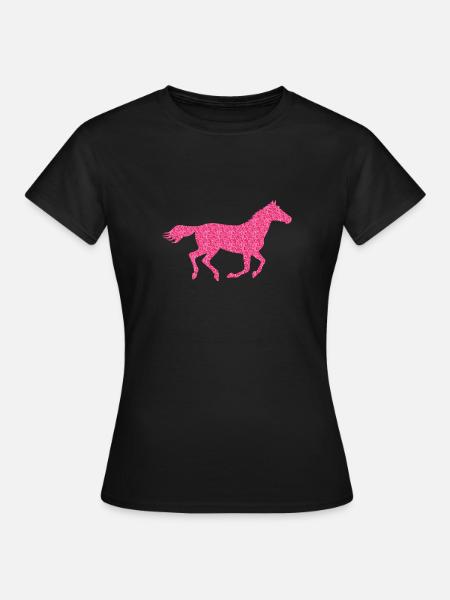 Glitzer Pferd - Frauen T-Shirt - Schwarz