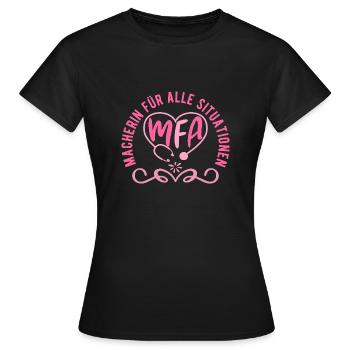 MFA MAcherin Assistant médical - T-shirt Femme - noir - Devant - AI Model Female 172 dark (172cm)